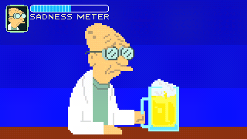Futurama-Professor Farnsworth trinkt Bier