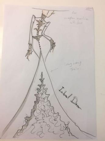 Скици на сватбената рокля на Меган Маркъл | Скица 1 отзад