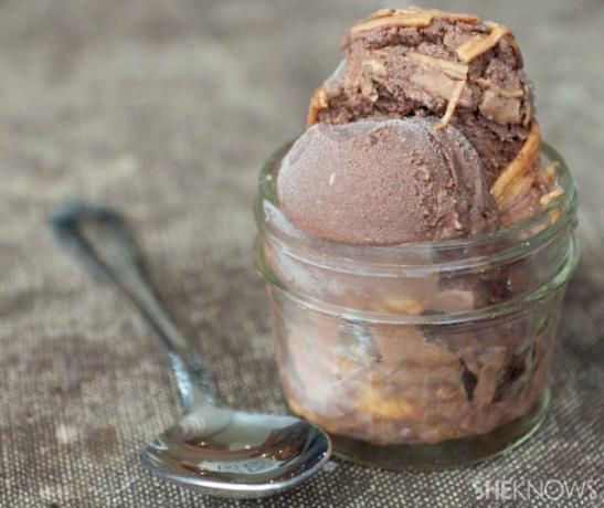 Girella di gelato al cioccolato fondente al burro di arachidi