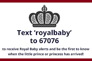 Text " royalbaby"