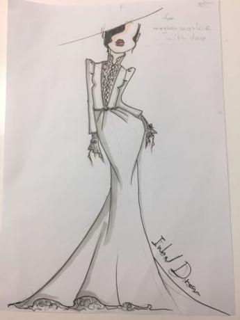 Скици на сватбената рокля на Меган Маркъл | Скица 2 отпред