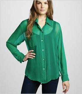 szmaragdowo zielona przezroczysta bluzka 