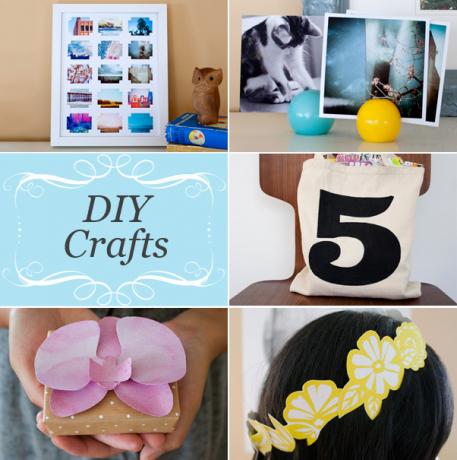 DIY ajándékötletek - fotó kollázs, fotókirakó labda, szerencseszámú táska, papír orchidea, virágos papír korona