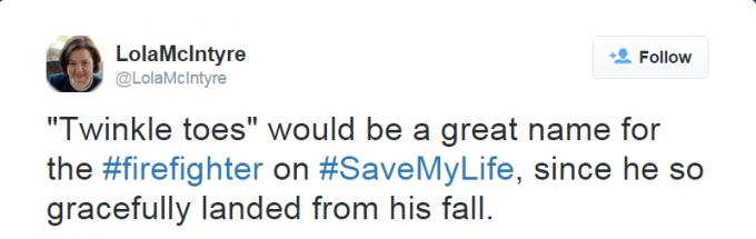 Tweet om brandmannen Save My Life.