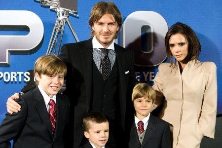 David e Victoria Beckham e sua família