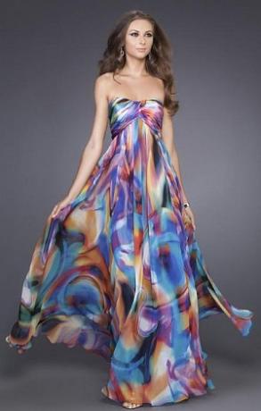 Suknelė su akvarelės raštais