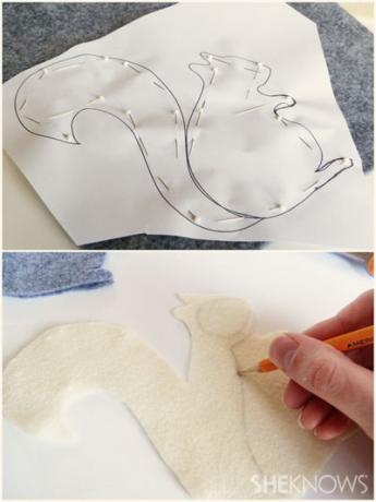 DIY 펠트 다람쥐: 1단계 트레이스 및 컷 패턴