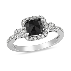 прстен са црним и белим дијамантом