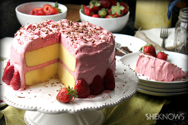 Tarta de helado de fresa