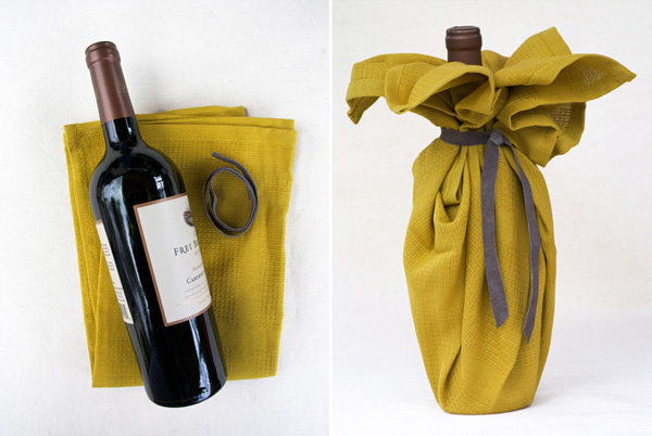 Урађен пешкир за флашу вина
