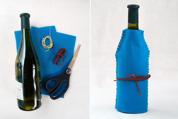 DIY vīna pudeles filcs