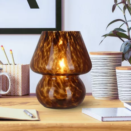 Lampe champignon en verre de 8 po, écaille brune