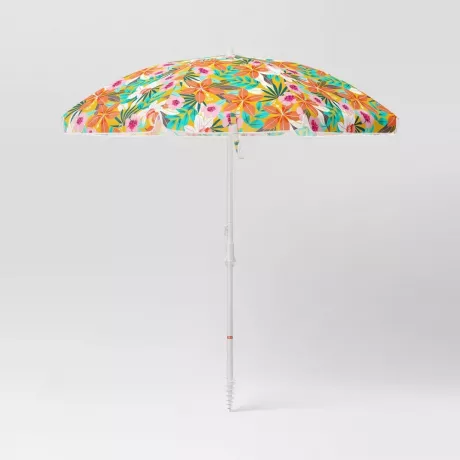 6' Beach Umbrella Tropical Floral - Sun Squad