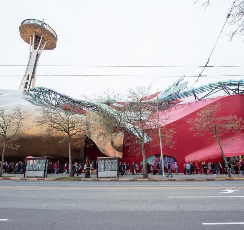 MoPop Seattle With Lines Out the Door for Opening of Marvel Exhibit