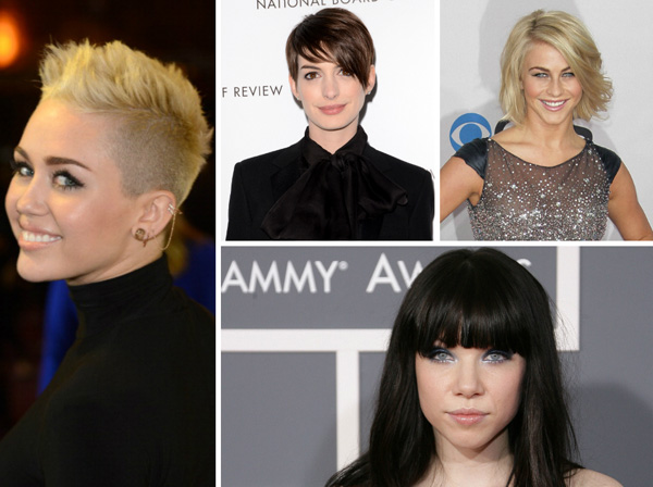 Miley Cyrus, Anne Hathaway, Julianne Hough, Carly Rae Jepsen -- gewaagde kapsels voor beroemdheden