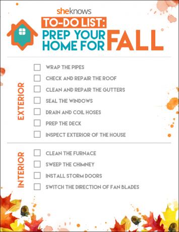 lista de verificação de preparação para o outono