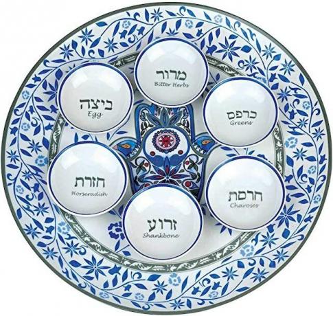 Aviv Judaica művészeti húsvéti széder tányér