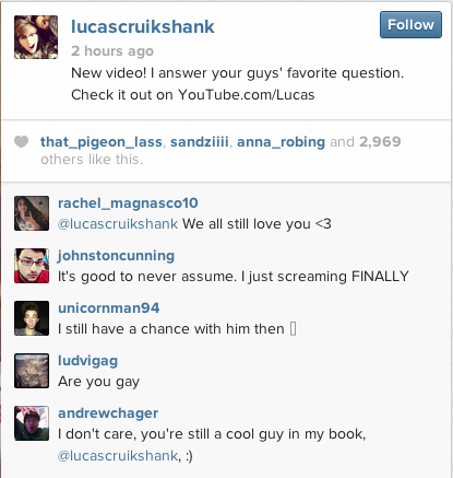 Lucas Cruikshank Instagram kommer feed.