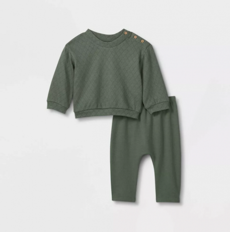 Grayson Collective Set aus gestepptem Pullover und Hose für Babys – Grün 