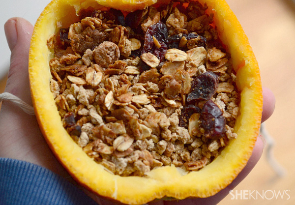 Ração para pássaros com casca de laranja