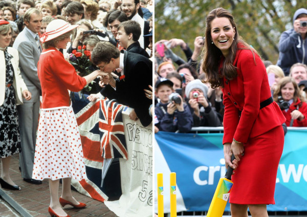Принцеса Даяна и Кейт Миддетън носят червено