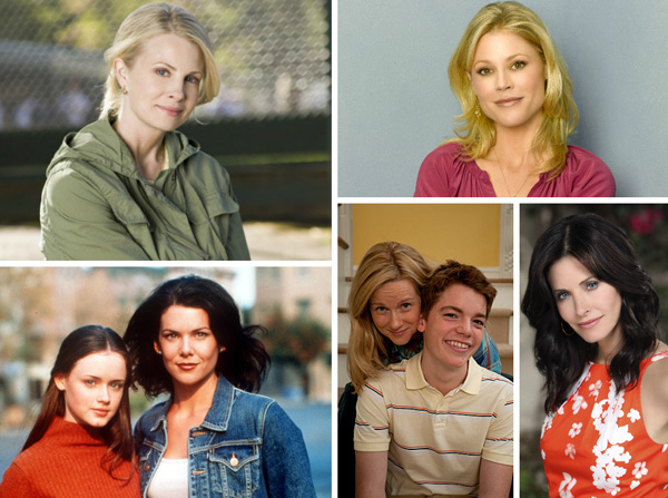 Collage van The Big C, Modern Family, Parenthood, Cougar Town en Gilmore Girls