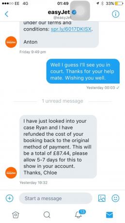 Райън Уилямс Easyjet туит 2