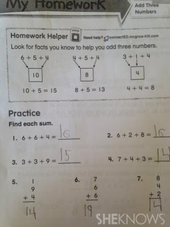 Primjer uobičajene domaće zadaće iz matematike