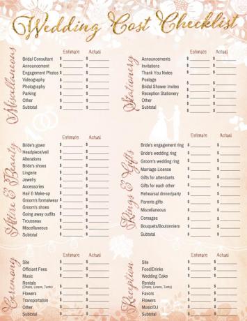 Checkliste für das Hochzeitsbudget für Lemon Leaf Prints