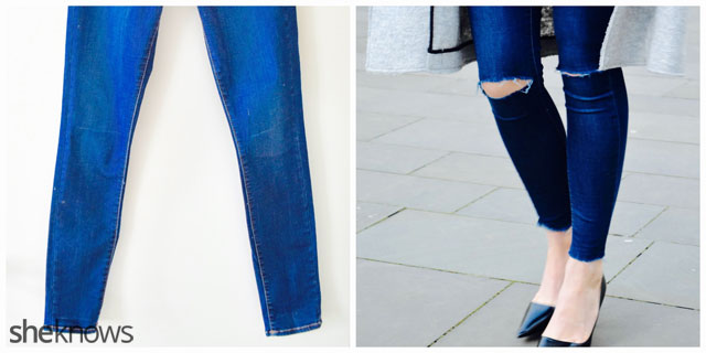 Jeans ausfransen: vorher und nachher