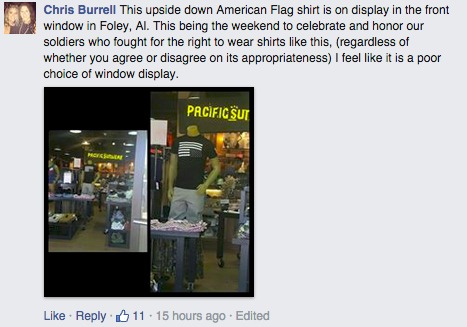 Kontroverzní tričko PacSun s americkou vlajkou