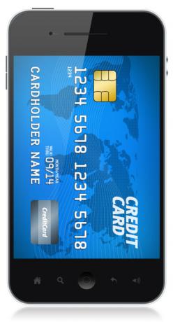 pametni telefon s kreditno kartico