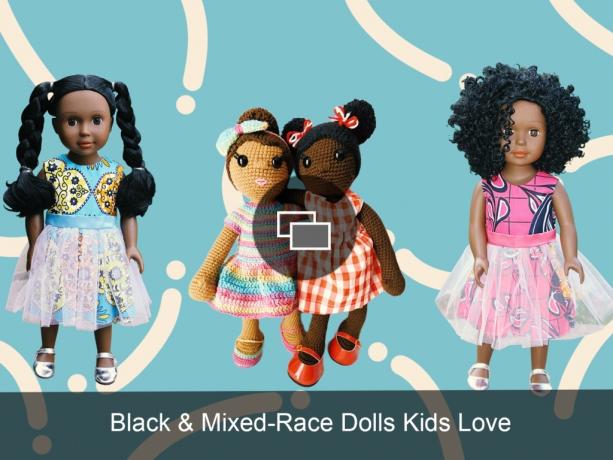 osadzenie pokazu slajdów z czarnymi lalkami rasy mieszanej