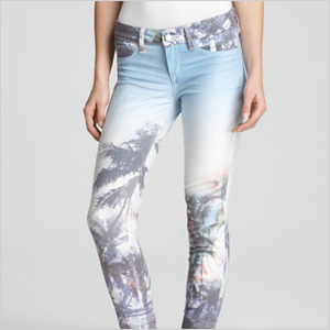 SPRZEDANE design lab Jeans - Paradise Printed Skinny jeans