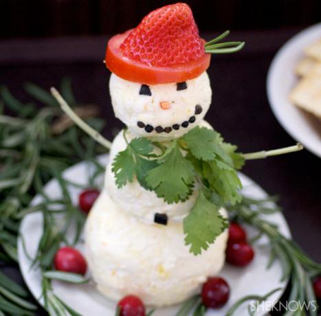 Boule de fromage bonhomme de neige festive