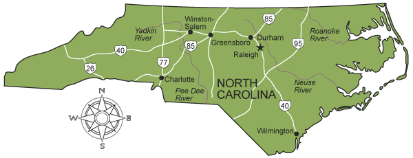 Karte von North Carolina