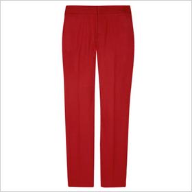 Głęboko czerwone spodnie z diagonalu