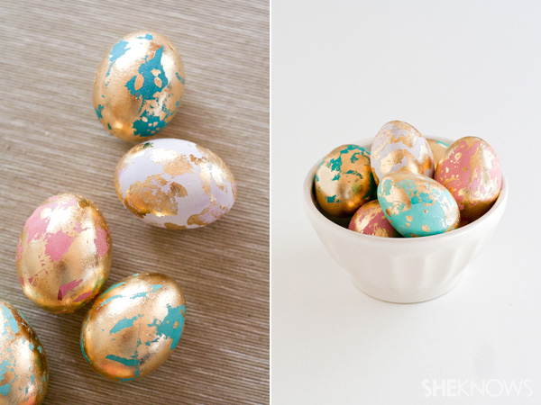 Zlatá mramorovaná velikonoční vajíčka DIY