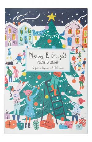 CHRONICLE BOOKS Louise Cunningham Merry & Bright 12 Days of Christmas Advents-Puzzle-Kalender, Main, Farbe, ADVENT