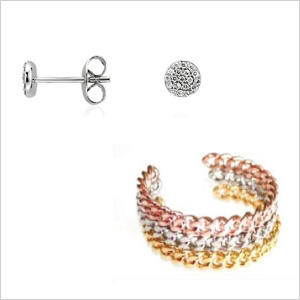 Meine Auswahl: Blue Nile Mini Round Diamond Ohrringe ($ 300); Joanna Laura Constantine Armband ($195)