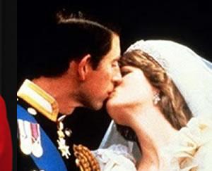 Prinz Charles und Prinzessin Diana küssen sich bei ihrer königlichen Hochzeit
