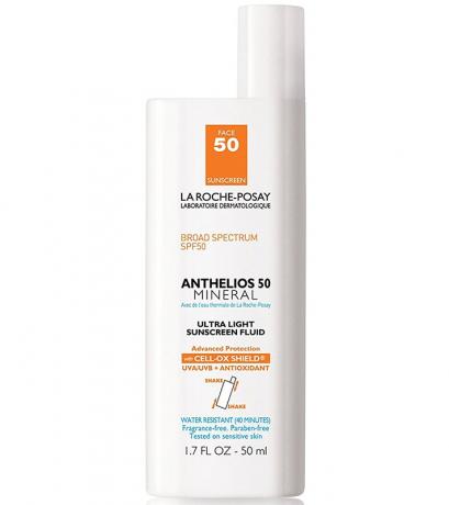 Найкращі нежирні, неблискучі сонцезахисні засоби для жирної шкіри: La Roche-Posay Anthelios 50 Mineral Ultra Light Sunscreen Fluid | Літній догляд за шкірою