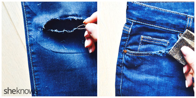 Jeans ausfransen: Ausfransen und Distress