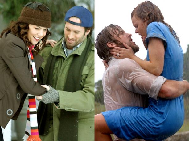 Lauren Graham și Scott Patterson în „Gilmore Girls”, Ryan Gosling și Rachel McAdams în „The Notebook”