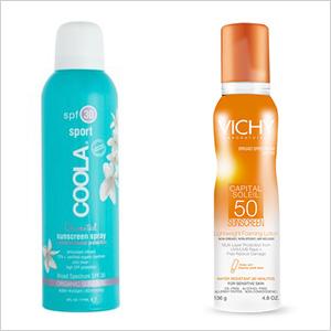 Nasze typy: COOLA Sport SPF 50 bezzapachowy spray przeciwsłoneczny (coolasuncare.com, 32 USD); Vichy Laboratoires Capital Soleil SPF 50 Lekki balsam pieniący (vichyusa.com, 29 USD)
