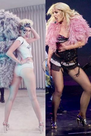 Britney Spears en Miley Cyrus dansen