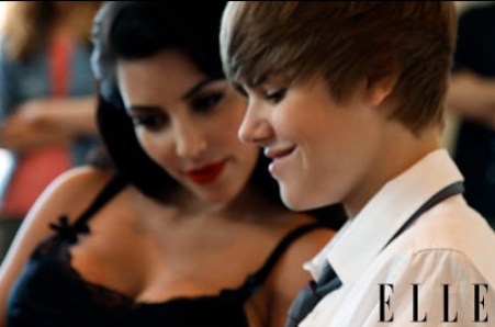 Justin Bieber y Kim Kardashian en Elle