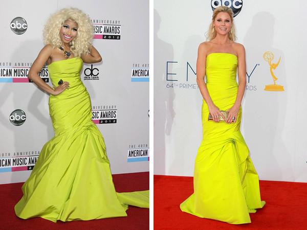 Nicki Minaj az American Music Awardson és Julie Bowen az Emmy -díjkiosztón, Monique Lhuillier -t viselve