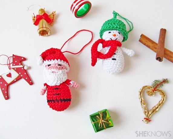 Amigurmi Santa & sněhulák vánoční ozdoby | SheKnows.com