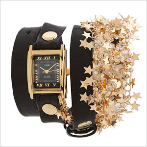 Czarno-złoty zegarek z gwiazdami